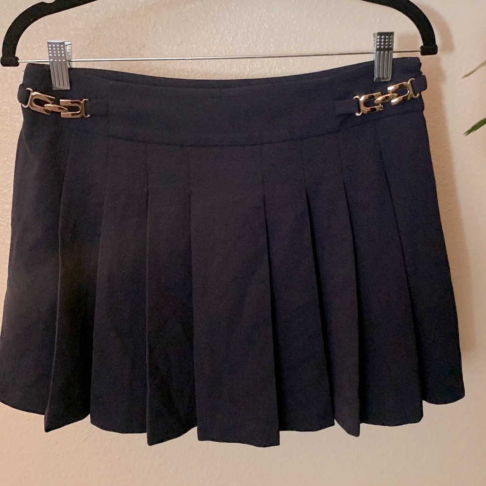 Navy pleated mini skirt